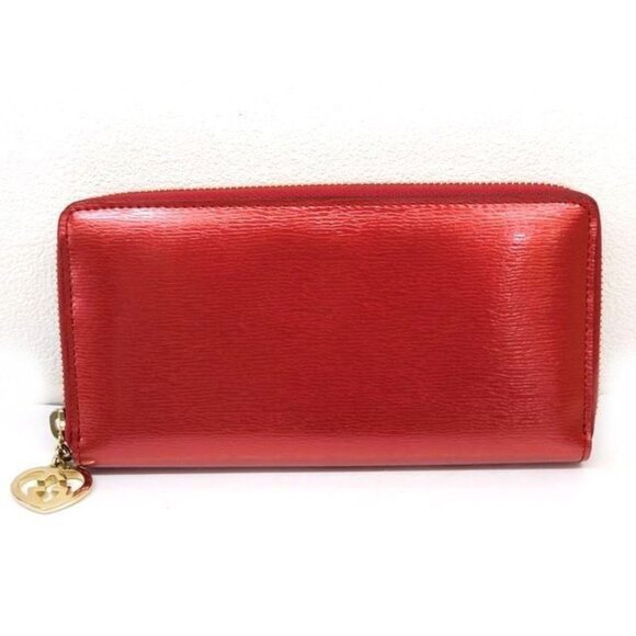 Gucci Heart Interlocking Leather Red Round Zipper Long Wallet 7